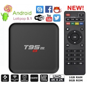 T95M Android 5.1 TV Box Amlogic S905X Quad Core Speed 1G/8G KODI 16.1 XBMC 4K2K Mini PC Streaming Media Player