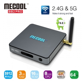 MECOOL BB2 Pro Amlogic S912 3G/16G Android 6.0 TV Box 2.4G/5.8G WiFi BT4.0 1000M