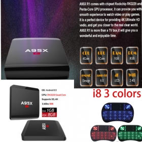 A95X R1 Rockchip RK3229 Quad-core Android 6.0 1GB+8GB optional air mouse Smart TV Box 2.0 4Kx2K HD 2.4G Wifi Media Players