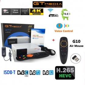 GTmedia GTC 4k satellite receiver optional ccam g10 voice air mouse Android 6.0 TV BOX DVB-S2&C&T2&ISDBT Amlogic S905D 2G 16G